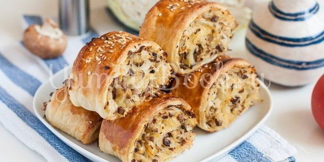 Рецепт слоек с квашеной капустой и грибами
