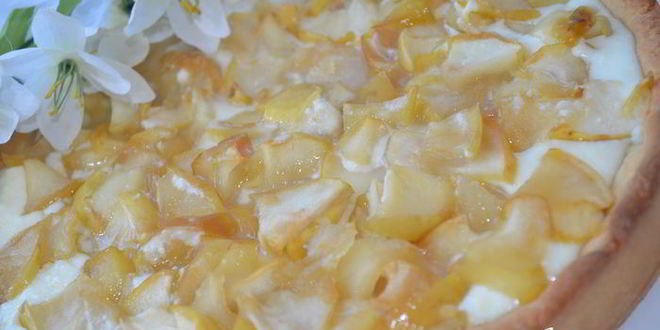 Рецепт песочного творожника с яблочной начинкой