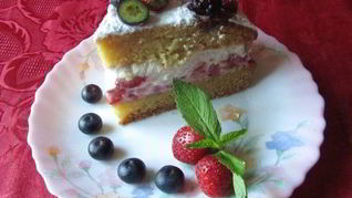 Рецепт Бисквита с клубникой и сливками