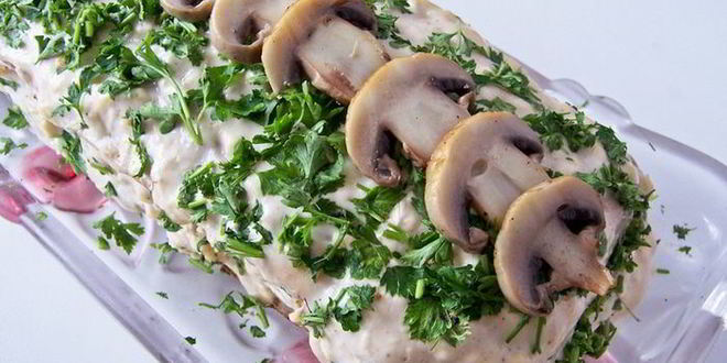 Рецепт грибного бисквитного торта