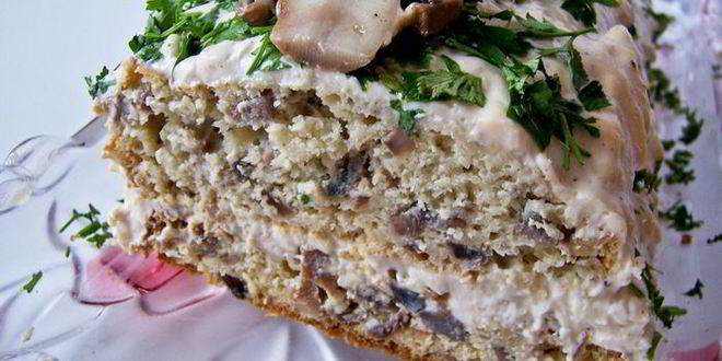 Рецепт грибного бисквитного торта