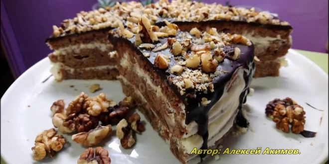 Рецепт торта черного принц со сметанным кремом и сливками