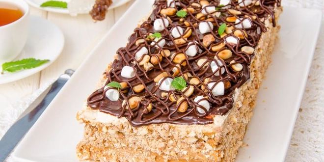 Рецепт торта воздушного сникерс из песочного теста