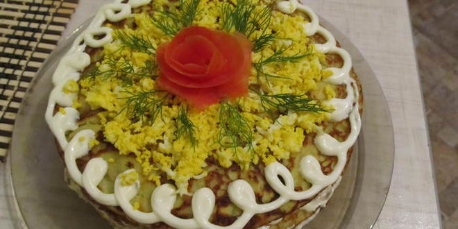 Рецепт закусочного торта из кабачков