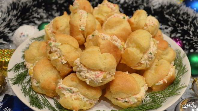 Рецепт Профитролей с крабовой начинкой
