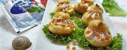 Шаг 14: профитролей с пармезаном и муссом из крабового мяса