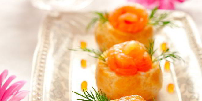 Рецепт профитролей с семгой и сливочным сыром