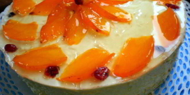 Рецепт торта с профитролями и хурмой