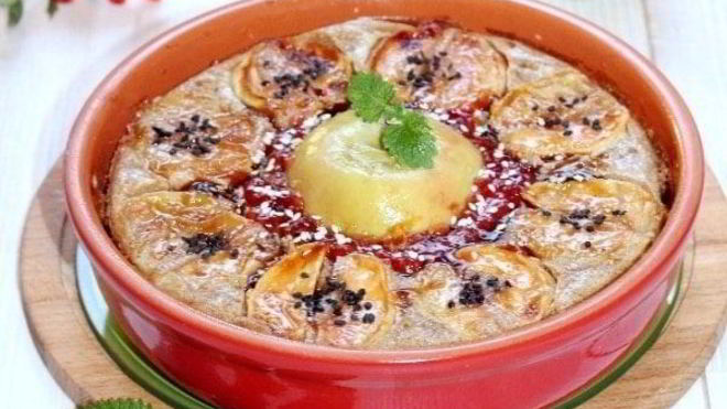 Рецепт Гречневой запеканки с карамельными яблоками