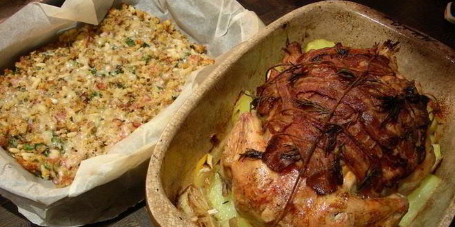 Рецепт курицы с короной из панчетты