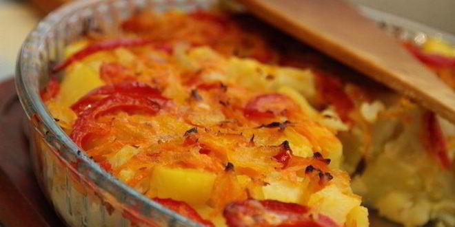 Рецепт овощной запеканки из цветной капусты и картофеля