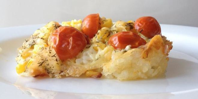 Рецепт рисовой запеканки с кукурузой и черри