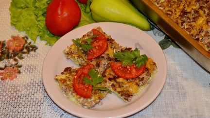Рецепт Запеканки из тертых кабачков с мясным фаршем в духовке