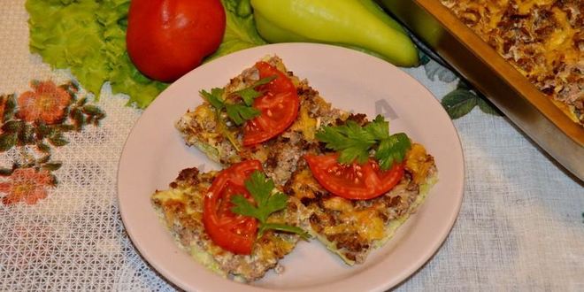 Рецепт запеканки из тертых кабачков с мясным фаршем в духовке