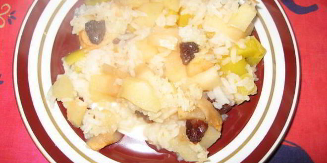 Рецепт запеканки рисовой с тыквой, яблоками и изюмом