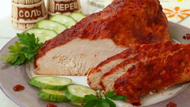 Рецепт Филе индейки запеченное в томатно-соевом соусе с аджикой