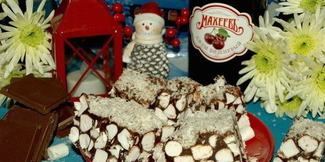 Рецепт маршмеллоу с шоколадом и вишневым джемом