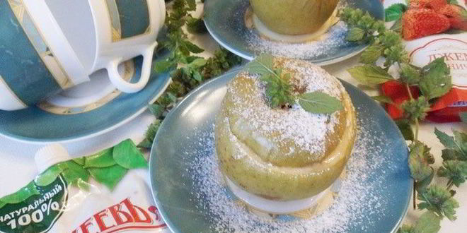 Рецепт запеченных яблок с джемом и бананом