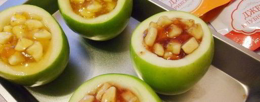 Шаг 5: запеченных яблок с джемом и бананом