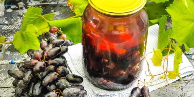 Рецепт компота из черного винограда на зиму