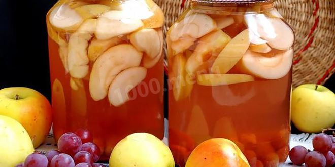 Рецепт компота из винограда и яблок