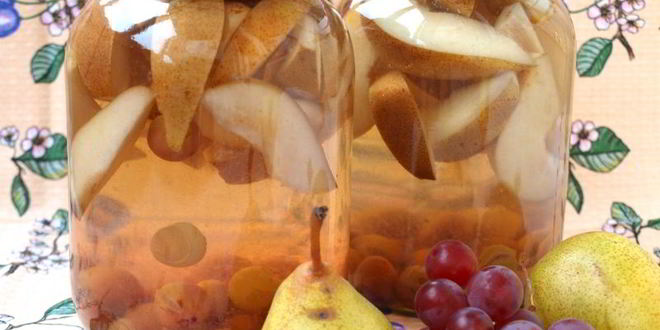 Рецепт компота с виноградом и грушами на зиму