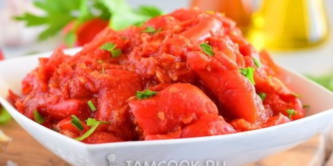 Рецепт лечо из помидоров и перца с чесноком