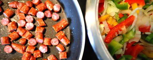 Шаг 3: лечо с колбасой