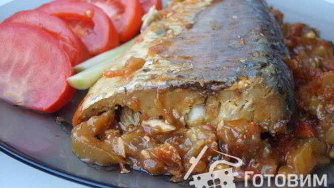 Рецепт Рыбы запеченой с овощами Лечо