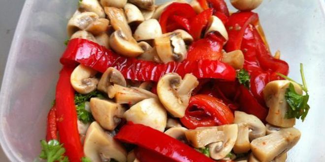 Рецепт маринованных шампиньонов со сладким перцем