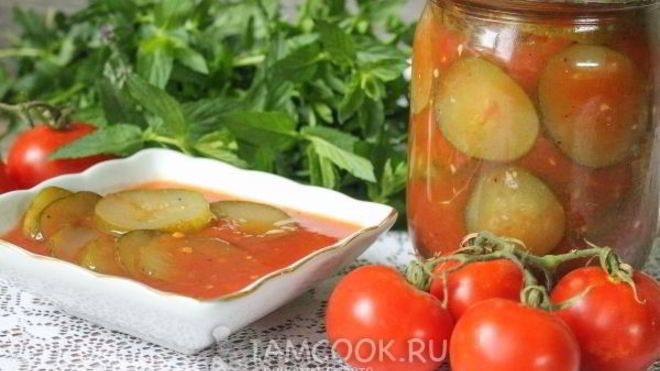 Рецепт Огурцов в томатной заливке на зиму