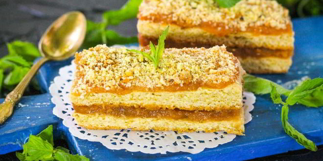 Рецепт песочной полоски с повидлом