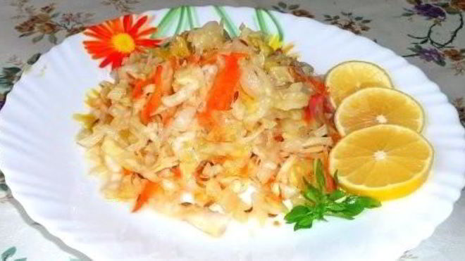 Рецепт Быстрой капусты горячим способом в рассоле