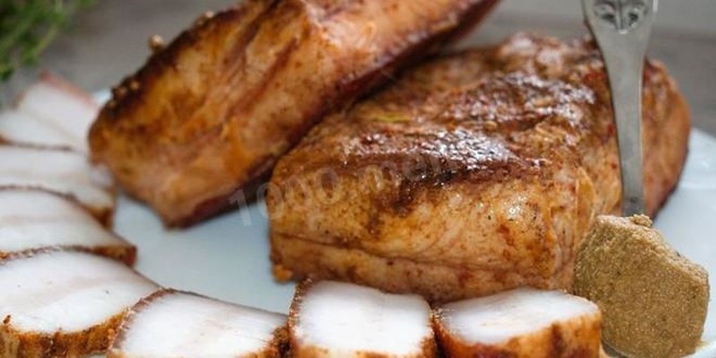 Рецепт сала в луковой шелухе с чесноком