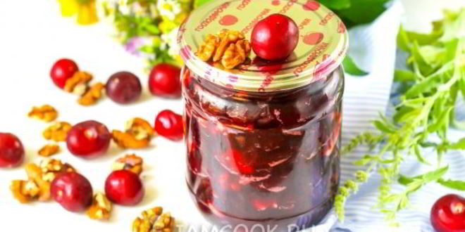 Рецепт варенья из черешни с грецким орехом