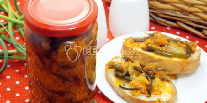 Рецепт закусочных чесночных стрелок