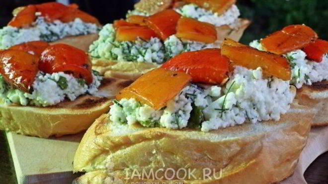 Рецепт Брускетты-гриля с запеченным перцем