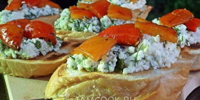 Рецепт брускетты-гриля с запеченным перцем