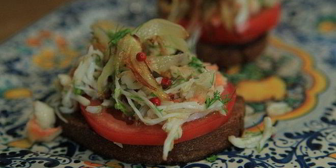 Рецепт брускетты с крабами