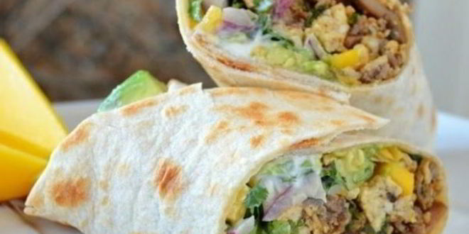 Рецепт буррито с беконом, грибами и картофелем