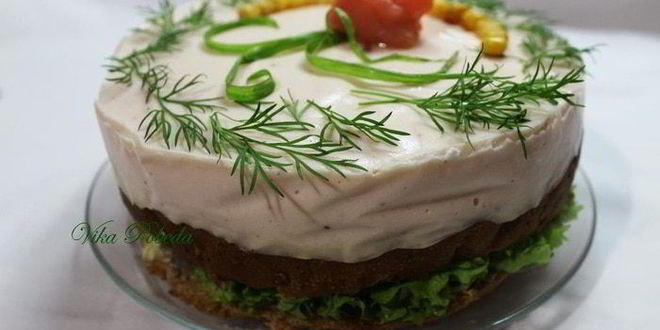 Рецепт бутербродного торта-мусса со слабосоленым лососем и фетой
