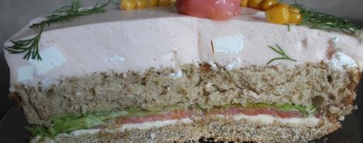 Шаг 8: бутербродного торта-мусса со слабосоленым лососем и фетой