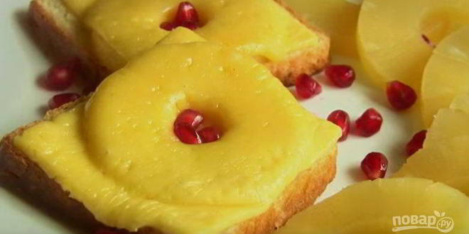 Рецепт бутербродов с сыром и ананасами