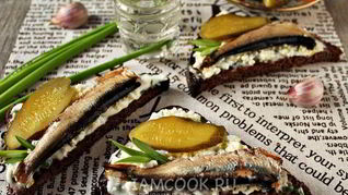 Рецепт Бутербродов со шпротами с черным хлебом