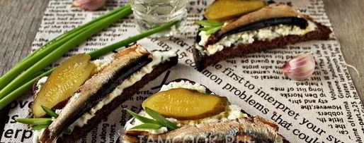 Шаг 9: бутербродов со шпротами с черным хлебом