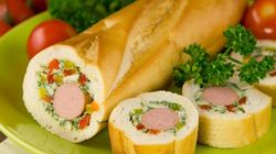 Рецепт Закрытого бутерброда с сосисками, соленым огурцом и болгарским перцем