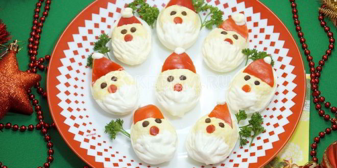 Рецепт фаршированных яиц дед мороз