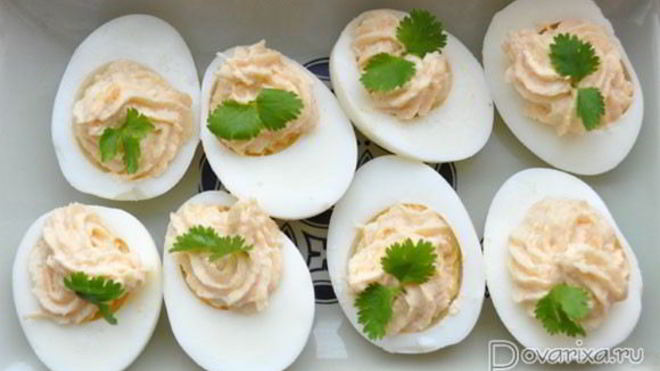 Рецепт Фаршированных яиц с икрой трески, минтая