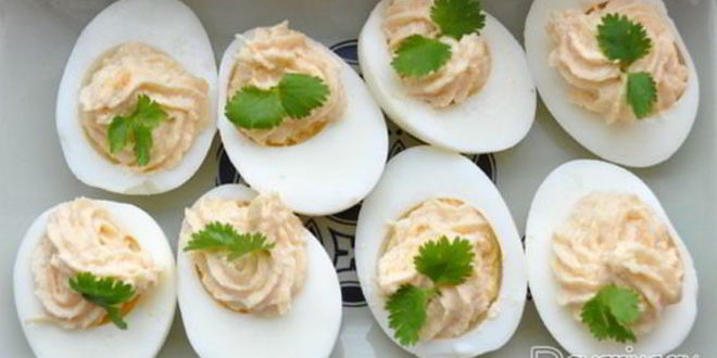 Рецепт фаршированных яиц с икрой трески, минтая