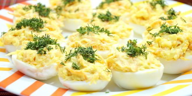 Рецепт фаршированных яиц с сыром